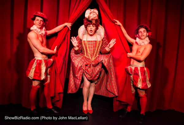 Brian Baez (center) as 'Mary, Queen of Scotch' along with couriers Stevie Rice and DJ Cummings