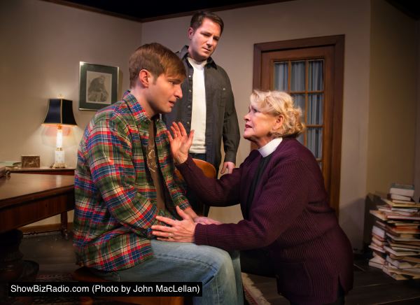 Chris Hester (as Tom) shares a difficult moment with his mother (Linda Beringer), putting her assistant Brandt (Chris O'Neill) in an awkward situation