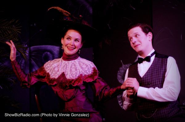 Audra Honaker as Gwendolen Fairfax and Thomas Cunningham as Jack Worthing