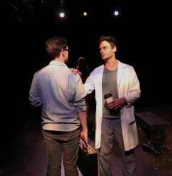 Thomas Cunningham (Dan) and Evan Nasteff (Larry) with Liz Earnest (Anna) in background